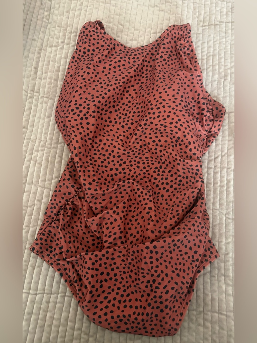 Target Rust Pink One-Piece Swimsuit with Black Spot Print